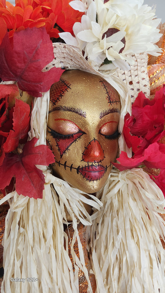 Golden scarecrow wreath