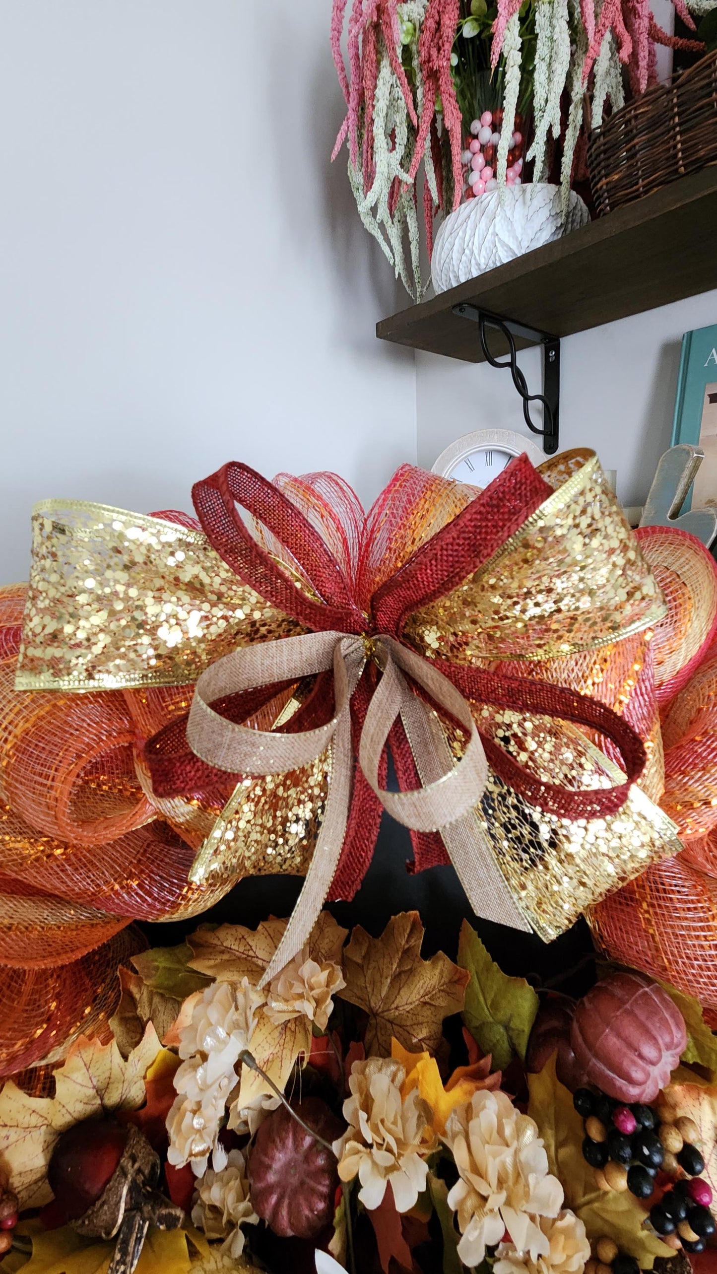 autumn sunset orange floral wreath