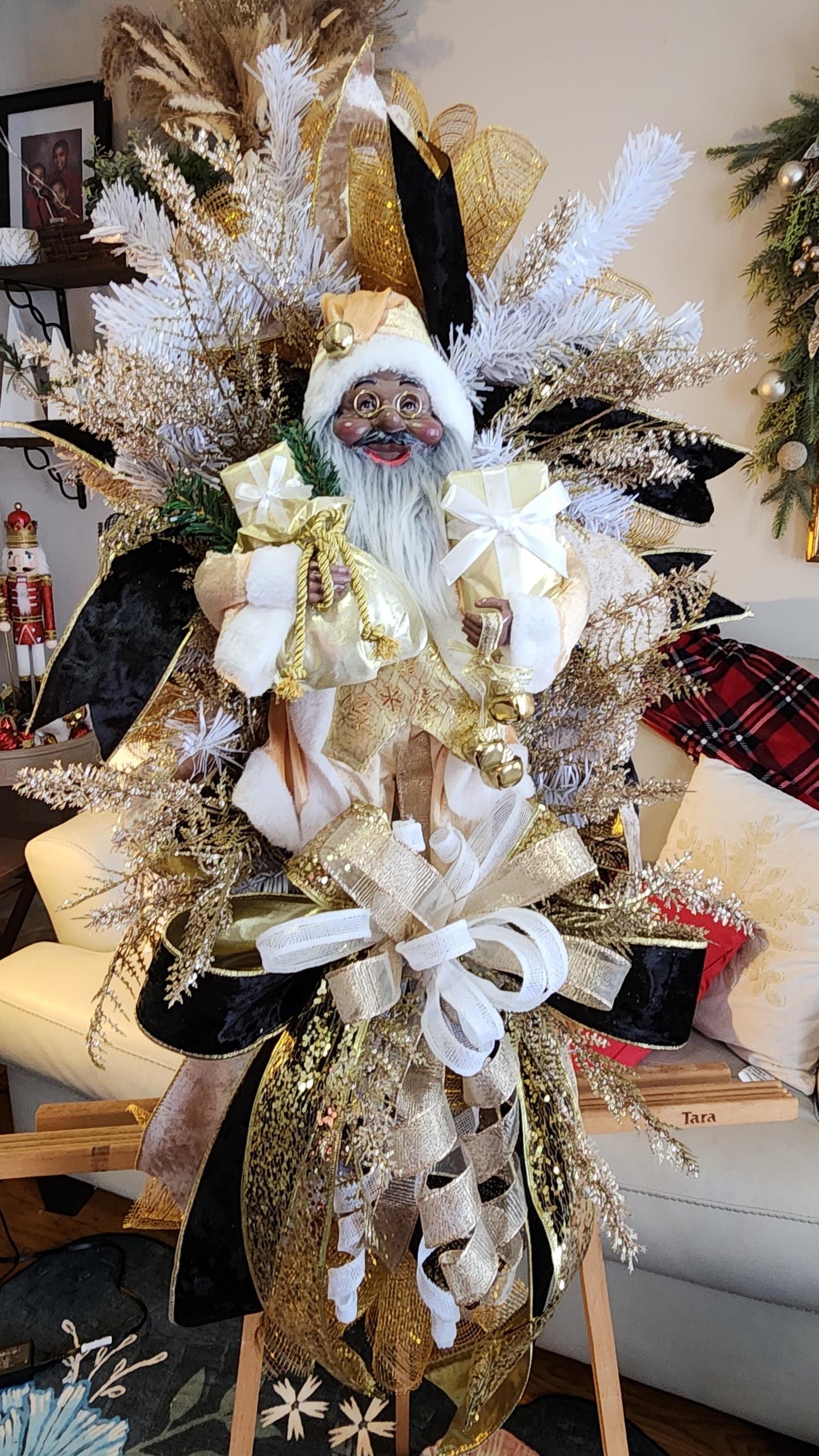 Golden Glam Santa Swag | Luxury Christmas Door Decor
