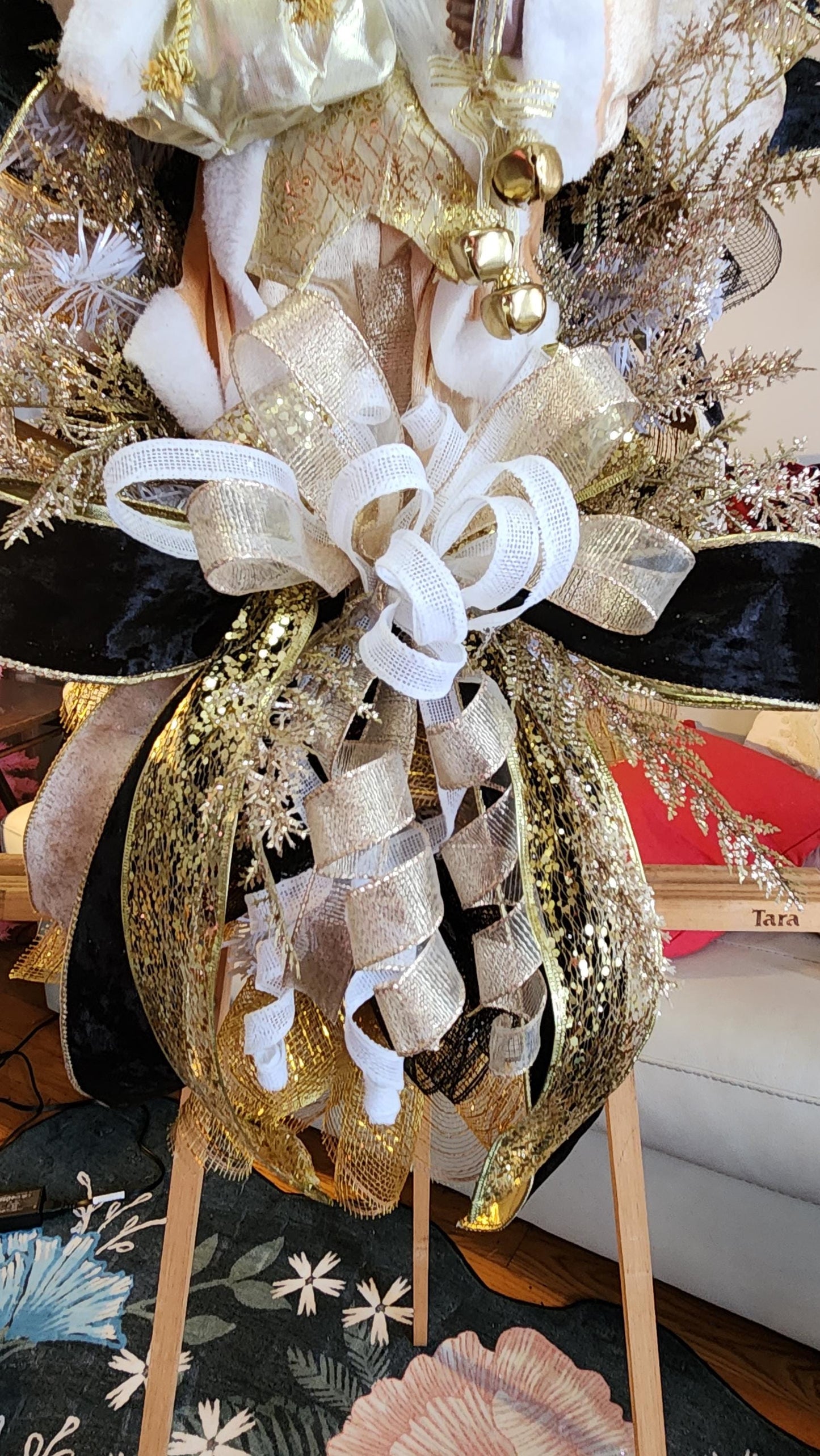 Golden Glam Santa Swag | Luxury Christmas Door Decor