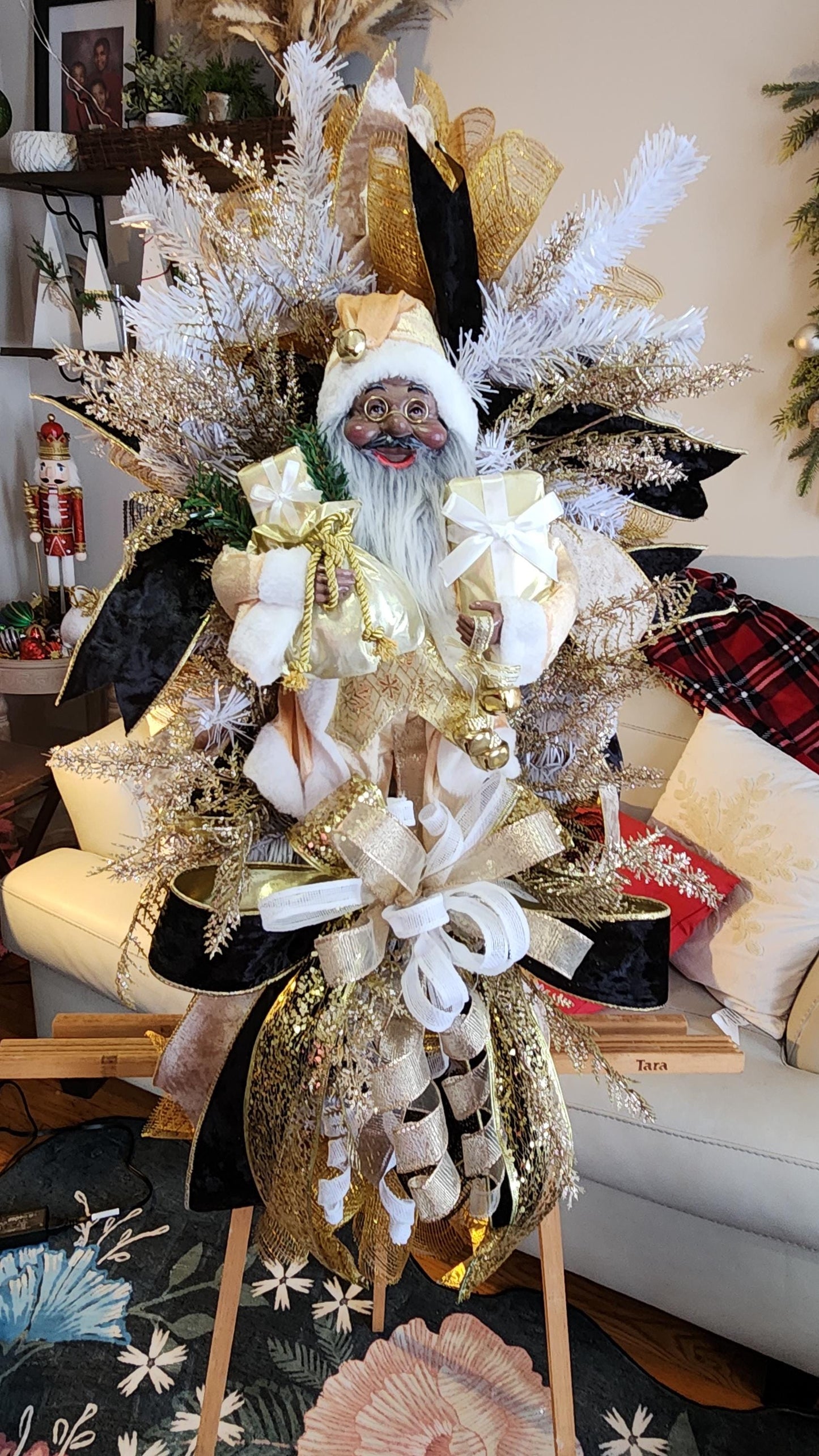 Golden Glam Santa Swag | Luxury Christmas Door Decor