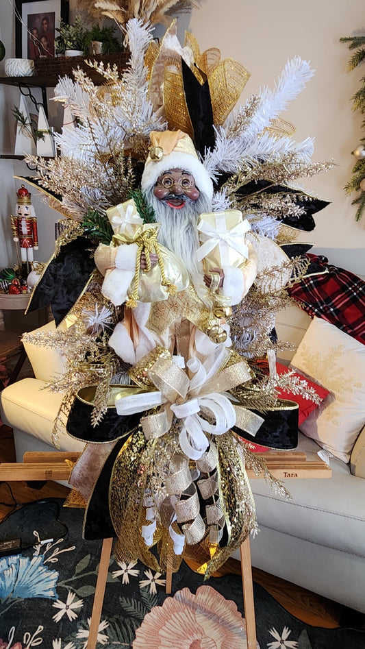 Golden Glam Santa Swag | Luxury Christmas Door Decor
