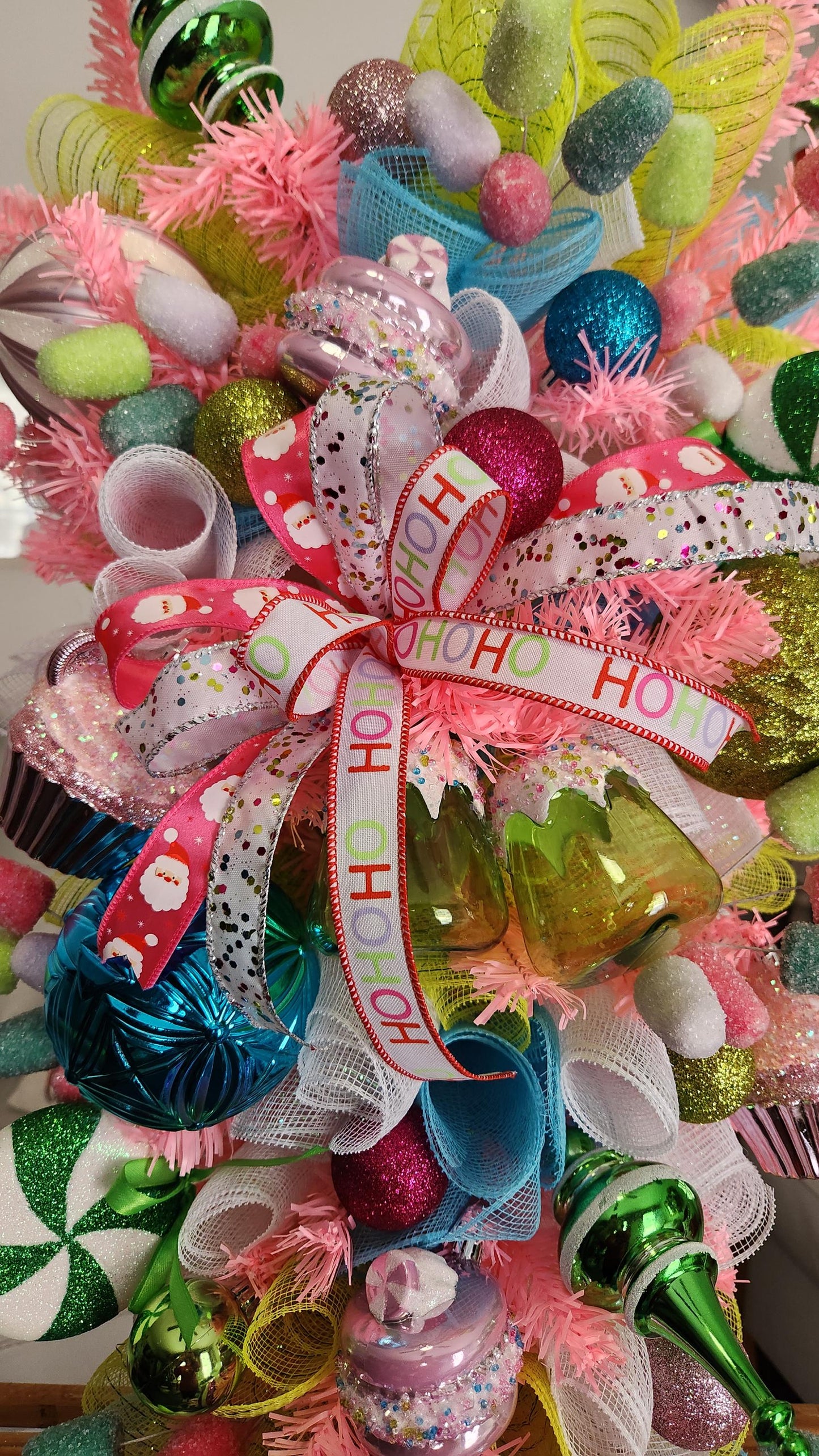 XL Candyland Christmas Swag | Whimsical Gingerbread Holiday Door Swag | Pink Candy Christmas Decor | Designer Christmas Wall Swag