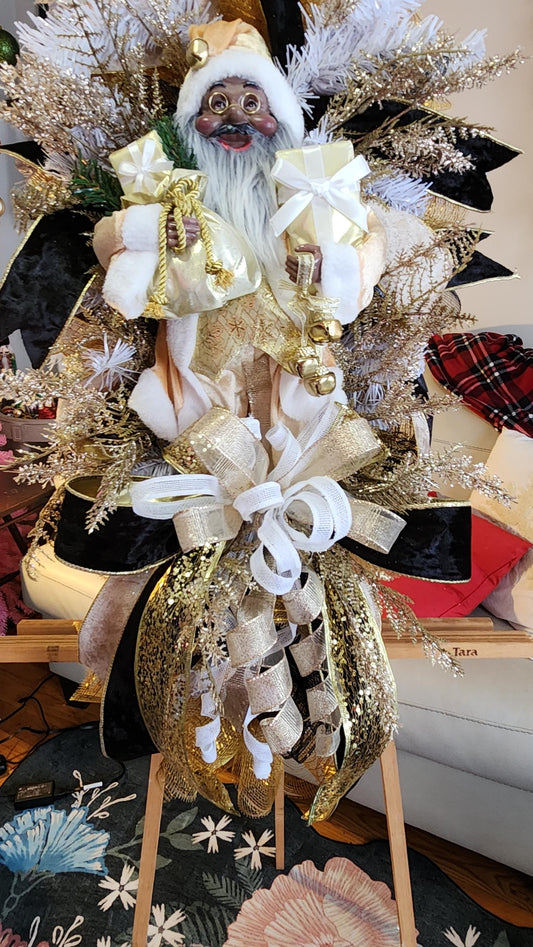 Golden Glam Santa Swag | Luxury Christmas Door Decor