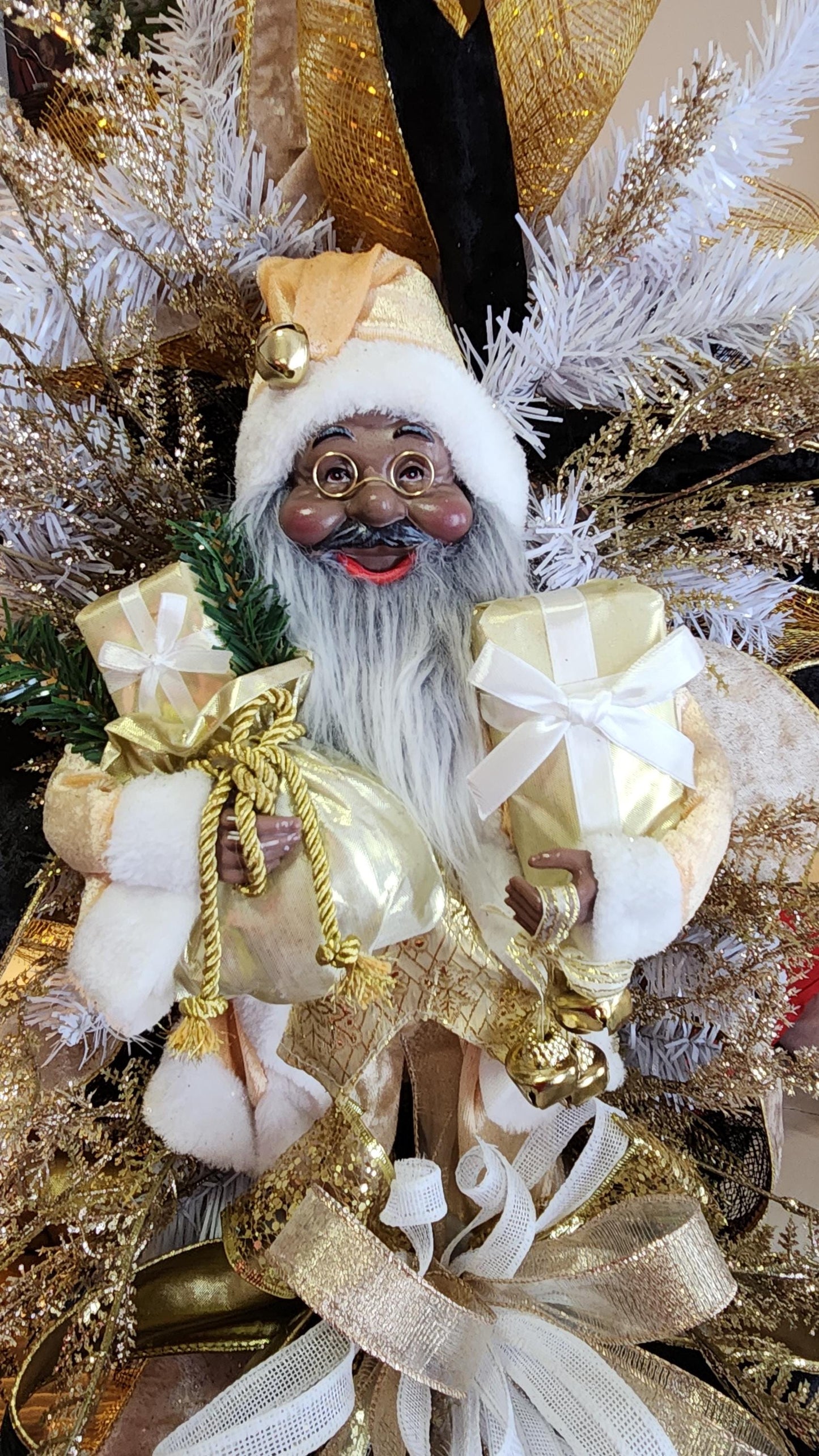 Golden Glam Santa Swag | Luxury Christmas Door Decor