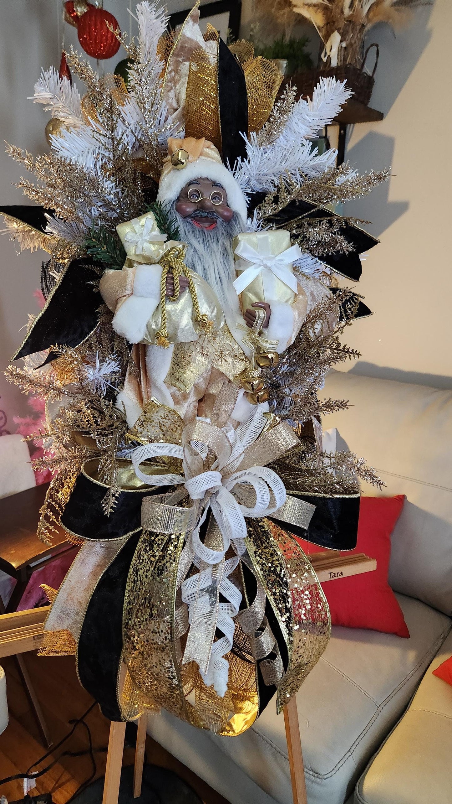 Golden Glam Santa Swag | Luxury Christmas Door Decor