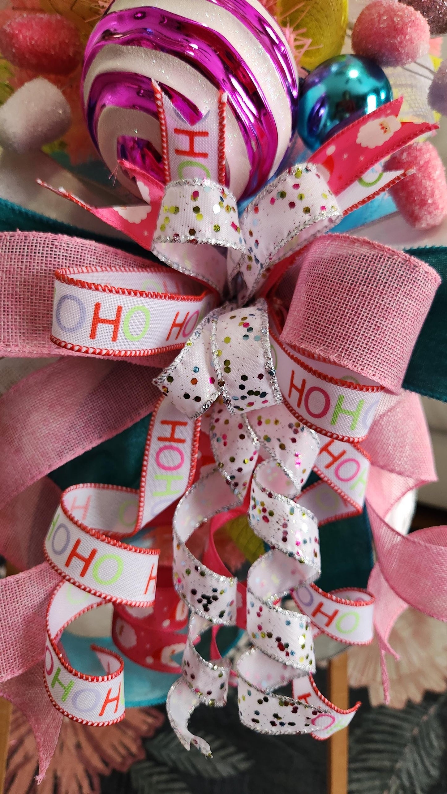 XL Candyland Christmas Swag | Whimsical Gingerbread Holiday Door Swag | Pink Candy Christmas Decor | Designer Christmas Wall Swag