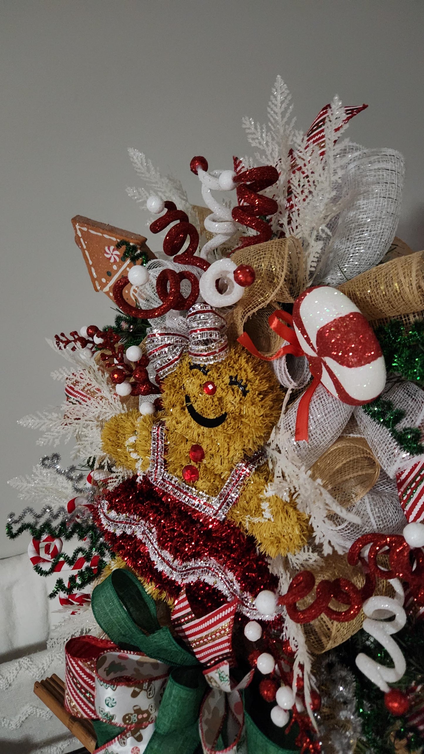 Set of 2 Gingerbread Christmas Wreaths, Whimsical Holiday Double Door Decor