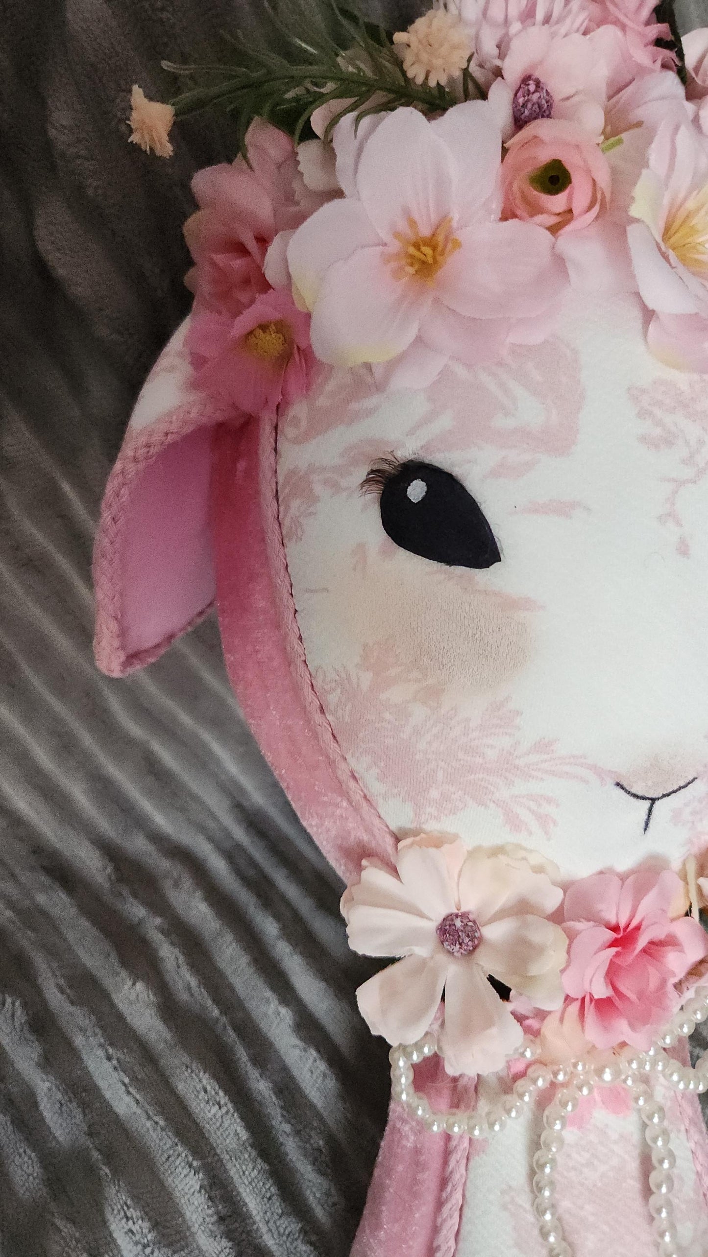 Lamb Heirloom Pink Toile Lamb – Handmade Easter Wreath Attachment | One-of-a-Kind Spring Decor