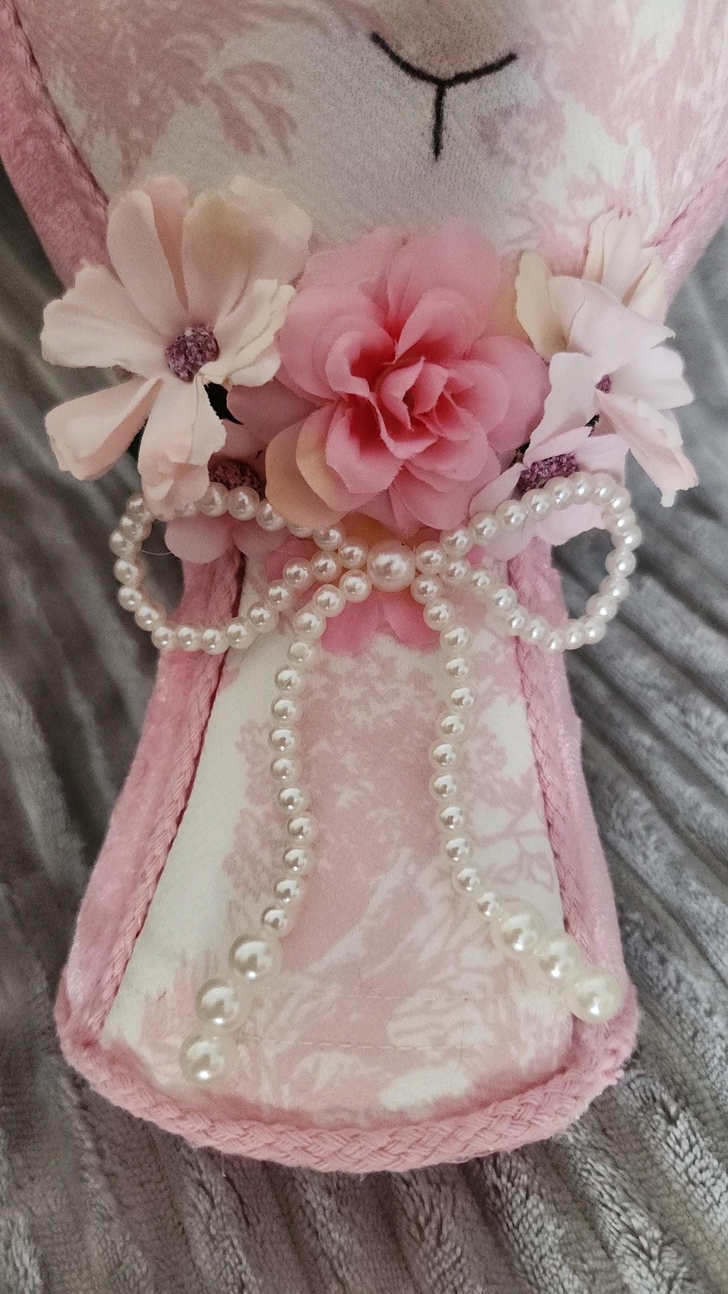 Lamb Heirloom Pink Toile Lamb – Handmade Easter Wreath Attachment | One-of-a-Kind Spring Decor