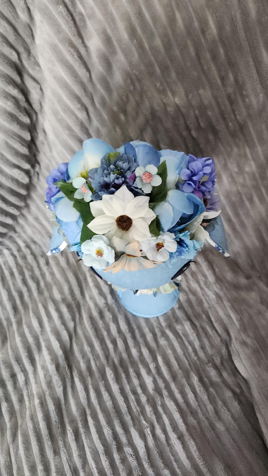 Lamb Blue Denim Floral Lamb Wreath Attachment | Handmade Easter Nursery Decor