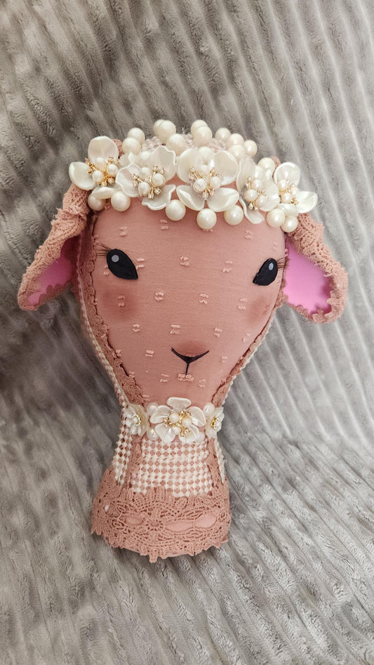 Lamb Handmade Mauve  Wreath Attachment – Pearl Floral Easter Decor