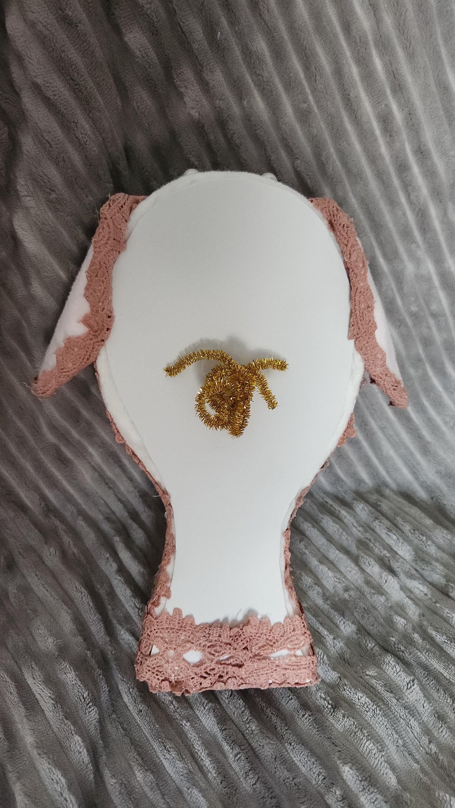 Lamb Handmade Mauve  Wreath Attachment – Pearl Floral Easter Decor