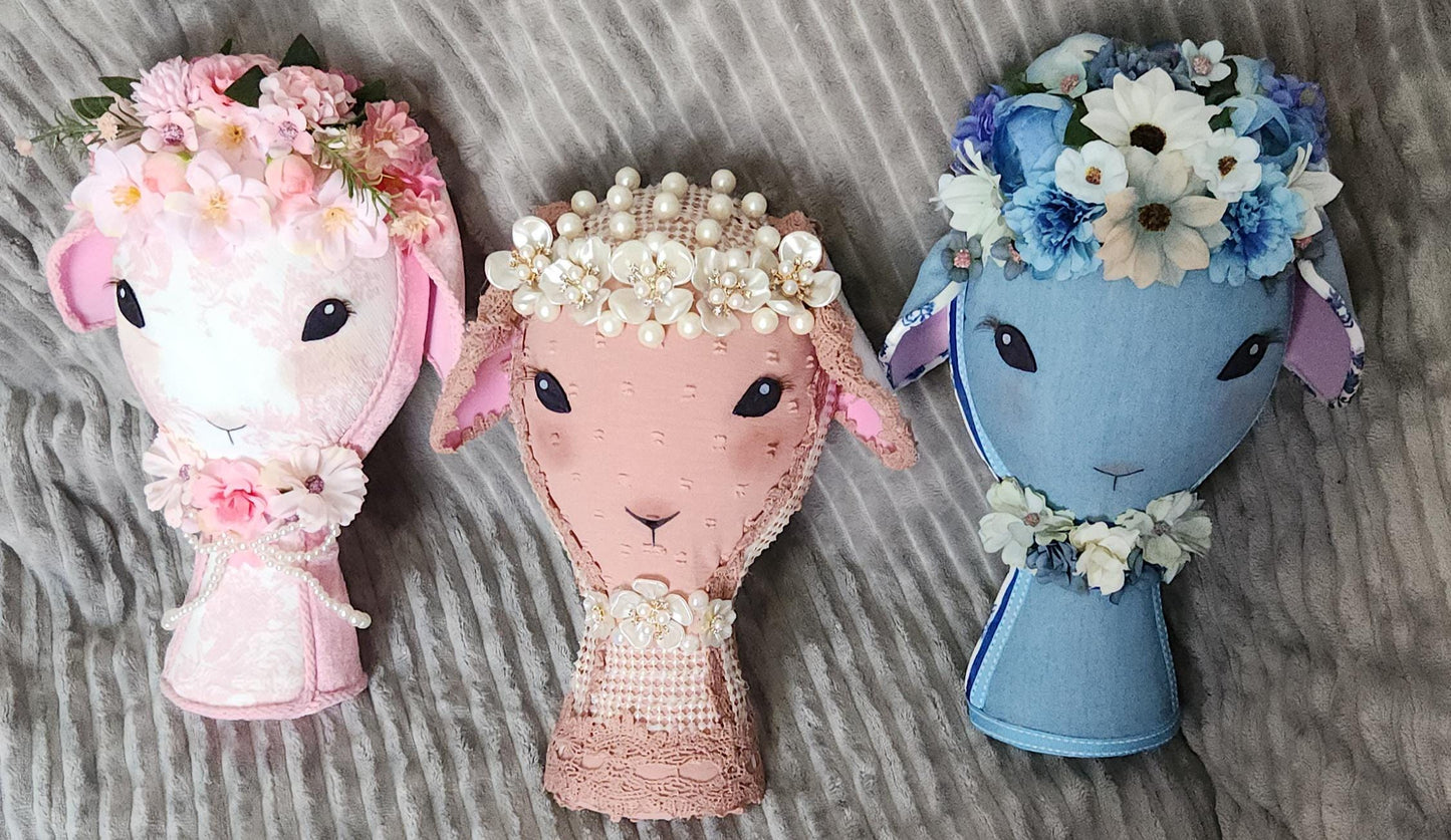Lamb Handmade Mauve  Wreath Attachment – Pearl Floral Easter Decor