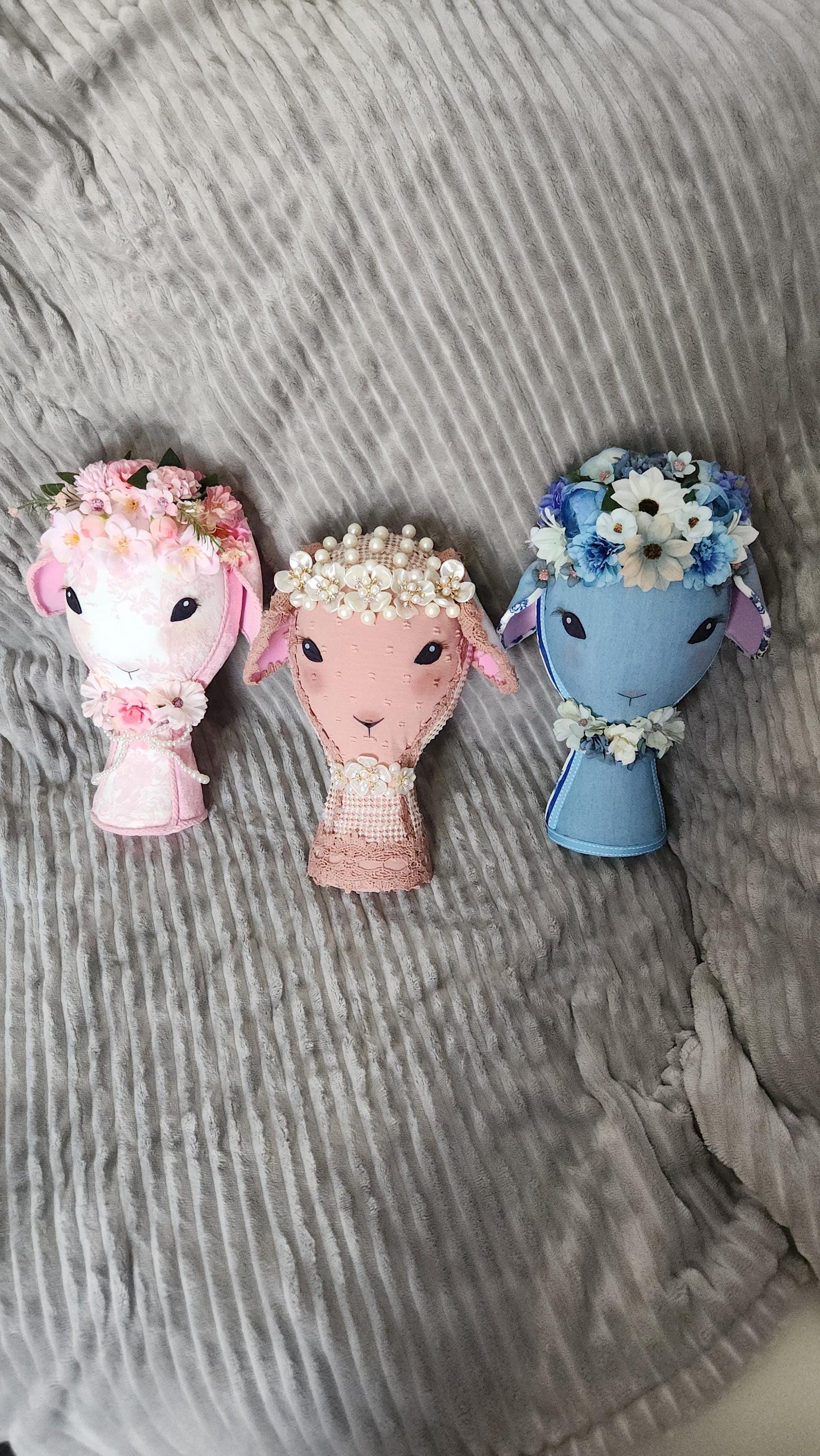 Lamb Handmade Mauve  Wreath Attachment – Pearl Floral Easter Decor