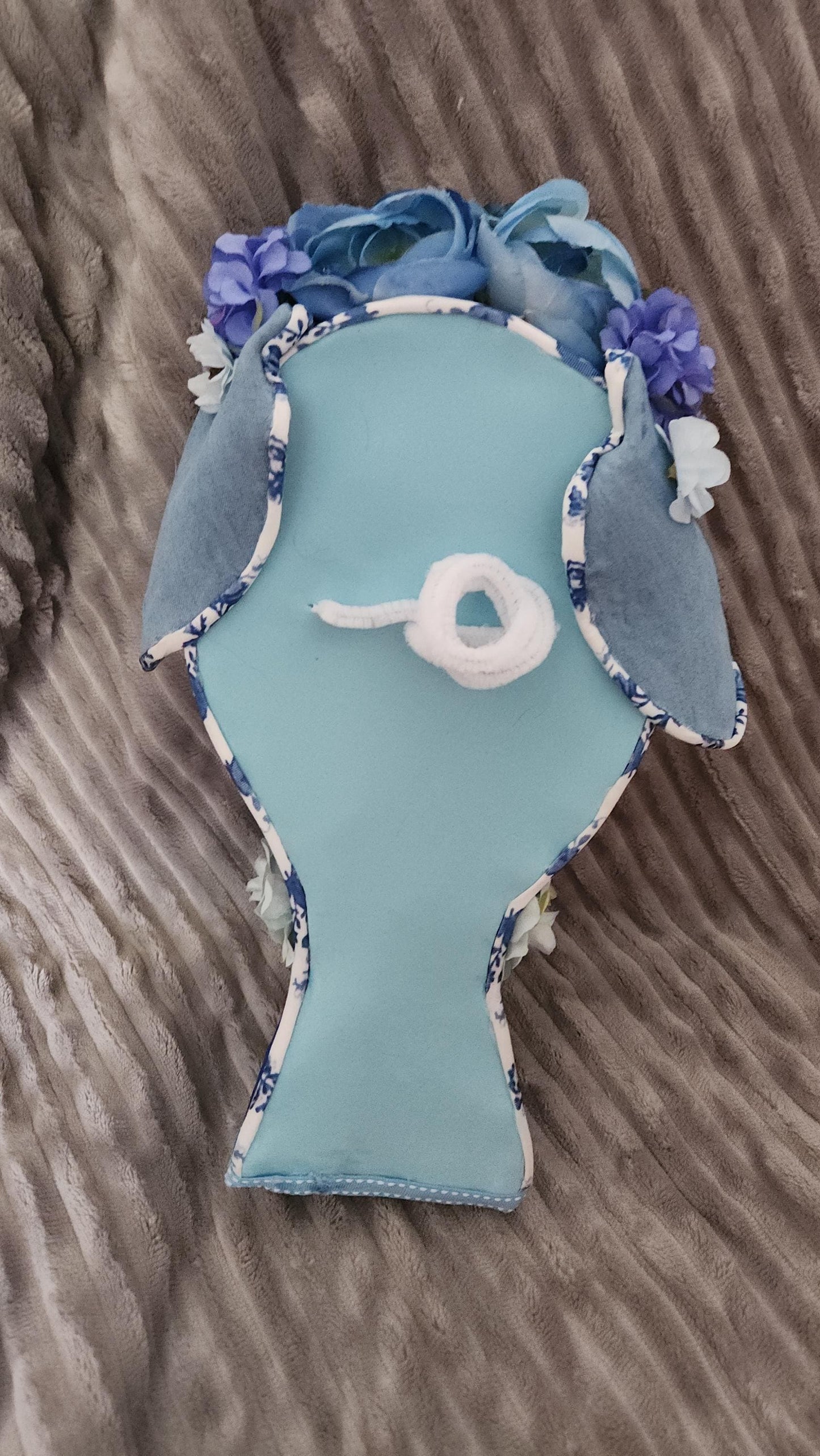Lamb Blue Denim Floral Lamb Wreath Attachment | Handmade Easter Nursery Decor