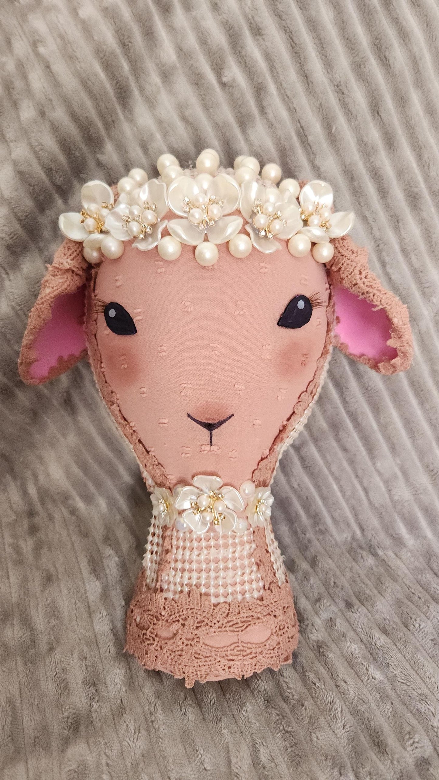 Lamb Handmade Mauve  Wreath Attachment – Pearl Floral Easter Decor